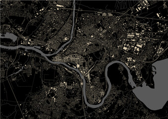 map of the city of Kaunas, Lithuania