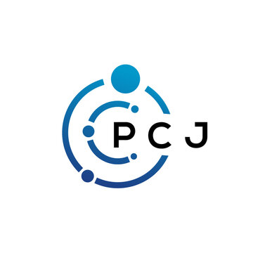 PCJ letter technology logo design on white background. PCJ creative initials letter IT logo concept. PCJ letter design.