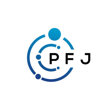 PFJ letter technology logo design on white background. PFJ creative initials letter IT logo concept. PFJ letter design.