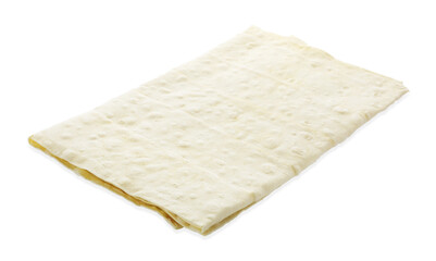 Delicious folded Armenian lavash on white background