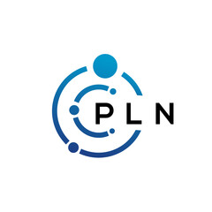 PLN letter technology logo design on white background. PLN creative initials letter IT logo concept. PLN letter design.