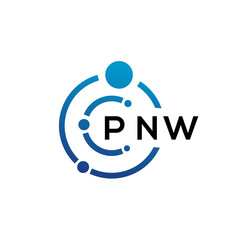 Plakat PNW letter technology logo design on white background. PNW creative initials letter IT logo concept. PNW letter design.
