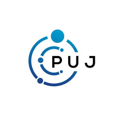 PUJ letter technology logo design on white background. PUJ creative initials letter IT logo concept. PUJ letter design.