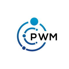 PWM letter technology logo design on white background. PWM creative initials letter IT logo concept. PWM letter design.