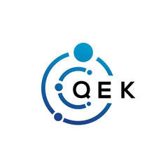 QEK letter technology logo design on white background. QEK creative initials letter IT logo concept. QEK letter design.