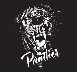 Black panther Creative vector illustration black and white © PIXEL