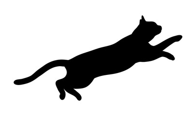 Black Cat Jumping Abstract Silhouette. Icon, Logo vector illustration.