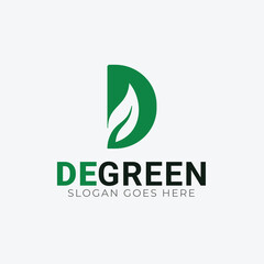 Fototapeta premium letter D - green logo - leaf plus D logo - letter mark - monogram - ecology