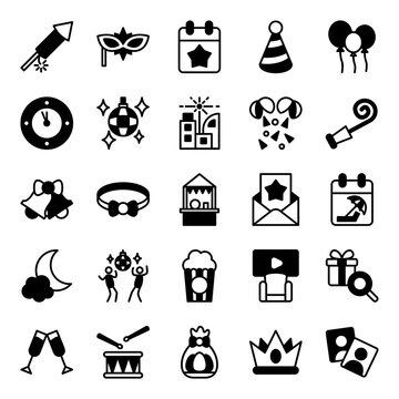 party and celebration icon set, with modern and simple style