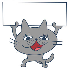 プレートを持つ猫