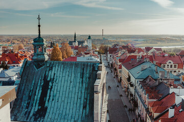 Sandomierz, one of the most beautiful towns in southeastern Poland. Panoramic view from Opatowska Gate, Świętokrzyskie voivodeship, Poland. - obrazy, fototapety, plakaty