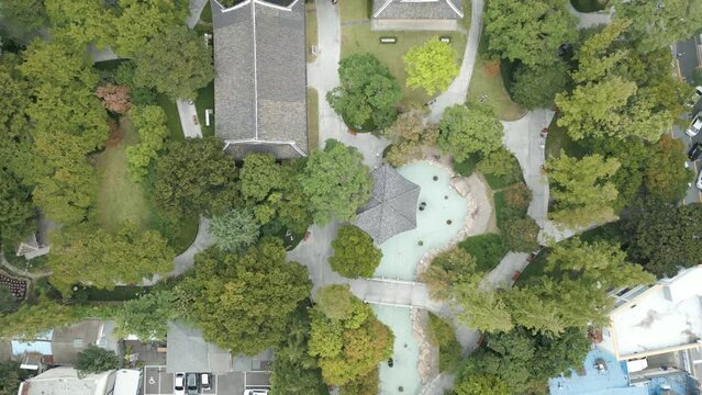 Drone shot of Gyeongsang-gamyeong Park at Daegu Jung-gu City Korea
