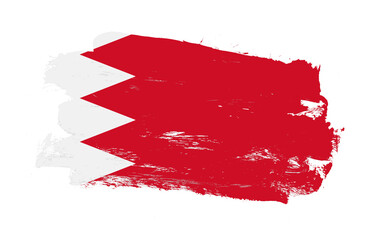 Stroke brush painted distressed flag of bahrain on white background