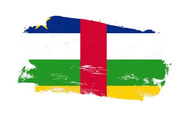 Obraz premium Stroke brush painted distressed flag of central african republic on white background