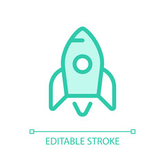 Rocket pixel perfect glassmorphism ui icon. Startup success. Space shuttle. Color filled line element with transparency. Vector pictogram in glass morphism style. Editable stroke. Arial font used