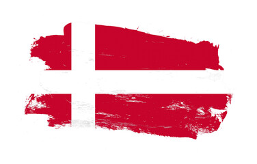 Stroke brush painted distressed flag of denmark on white background