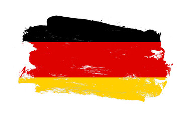 Stroke brush painted distressed flag of germany on white background