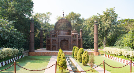 Replica of taj mahal or seven wonders of the world in Waste to Wonder Theme Park, Delhi. It is...