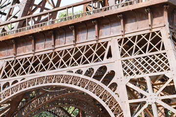 Replica of Eiffel Tower or seven wonders of the world in Waste to Wonder Theme Park, Delhi. It is constructed from industrial and other waste metal products.
