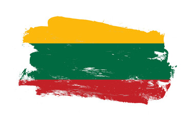 Stroke brush painted distressed flag of lithuania on white background