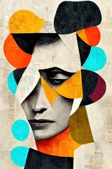 Abstract surreal portrait made out of newspaper. concept art. AI.  - obrazy, fototapety, plakaty