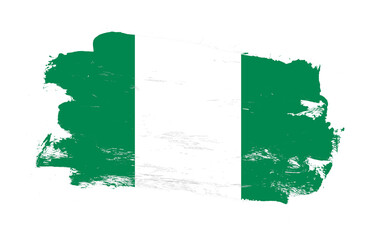 Stroke brush painted distressed flag of nigeria on white background