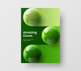 Bright journal cover vector design layout. Unique realistic balls placard concept.