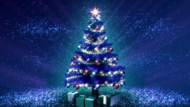 Magical Christmas Tree loop. Blue version. Growing tree version also available - search for 197548380 in Videos.