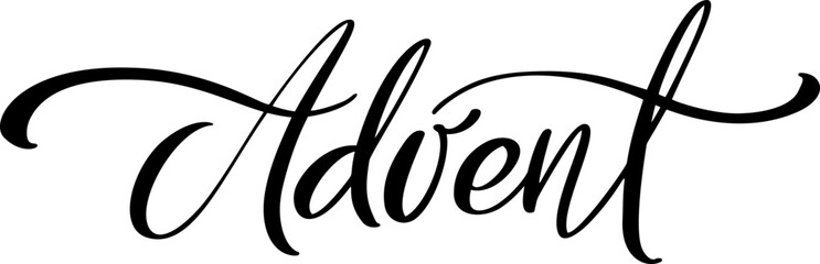Vector handwritten Christmas calligraphic lettering text Advent. For winter holidays, calendar, greeting card, poster. Religious nativity