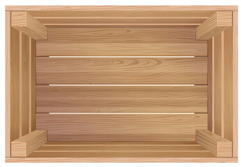 Photo Realistic Empty Wooden Crate Isolated. Quality Mockup