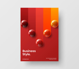 Fresh poster A4 design vector concept. Premium 3D spheres pamphlet layout.