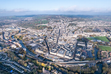 Fototapeta premium The amazing aerial view of Bath, North East Somerset unitary area in the county of Somerset, UK, England