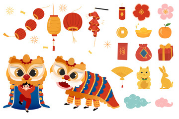 Chinese new year element collection cute vector illustration