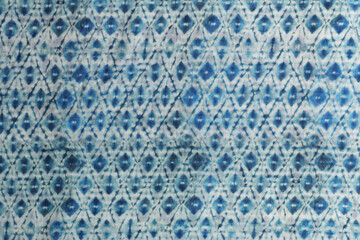 Wavy blue fabric with geometric print for sewing