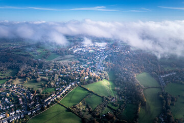 The amazing aerial view of Bath, North East Somerset unitary area in the county of Somerset, UK, England