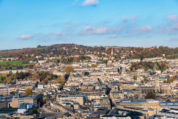 The amazing view of Bath, from The Bath Lookout, Alexandra Park View Point. UK, England