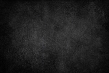 Obraz na płótnie Canvas Chalkboard or black board texture abstract background with grunge dirt white chalk rubbed out on blank black billboard wall