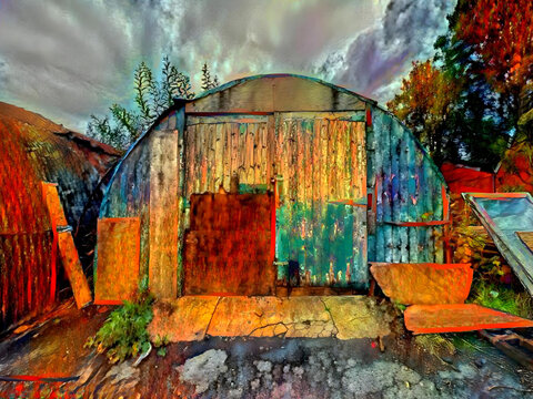 Old Nissan Hut In Brighouse, UK   Digital Art