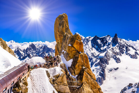 Aiguille du Midi observation station Chamonix, Mont Blanc, Haute-Savoie, Alps, France