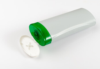 Shampoo Bottle on Yellow Background, Liquid Soap Plastic Container, Shower Gel Tube, Hair Conditioner Box