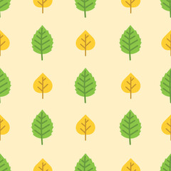 Obraz premium Vector Green and Yellow autumn leaves repeat pattern background design