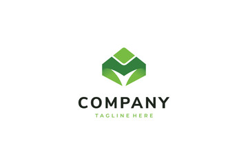 Friendly Ecology Environment, with Abstract Leaf Geometric shape Green Gradient for Organic Recycle Eco logo design