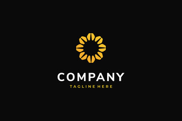 Simple Power Electrical Panel ,Gradient Sun for Alternative Renewable Sunlight Solar Energy logo design