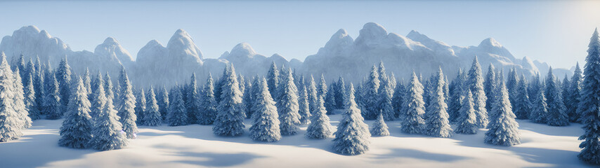 Fototapeta premium Artistic concept illustration of a panoramic winter landscape, background illustration.
