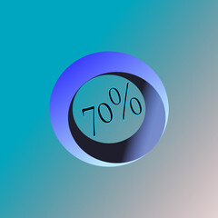 3D circle in light blue and dark blue with 70% symbols