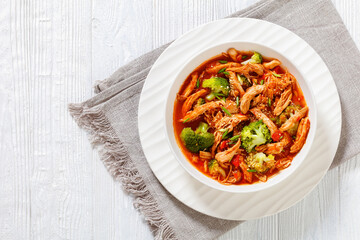 slow-cooked shredded chicken breast stew, top view