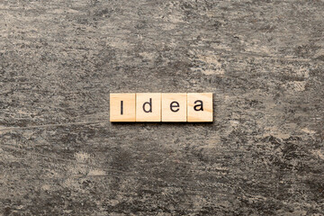 idea word written on wood block. idea text on table, concept