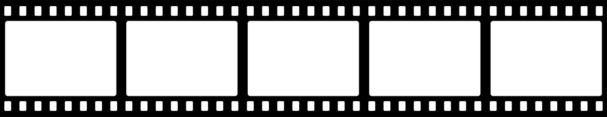 Filmstrip. Seamless film strips on transparent background. Vector blank photo frames. Vintage cinema and photo tape. Retro film strips. PNG image