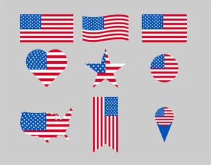 Obraz premium 9 Designs American Flag Vector
