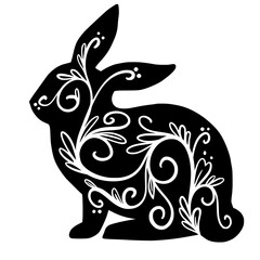 Obraz premium Easter bunny, bunny, Easter, Halloween, moth, animal, wild, doodle, line art, outline, rabbit, zentangle, vector, drawing, mammal, tattoo, art 
